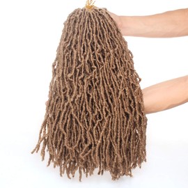 Leeven 24 Inch Messy New Faux Locs Crochet Braids Hair 1 Pack Light Brown Distressed Soft Locs Hair for Women 21 Strands/Pack Long Goddess New Soft Locs Braiding Hair 27#