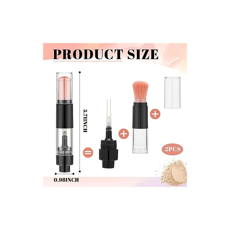 Tioncy Brochas Polvos Compacta Recargables Cepillo Aplicador Viaje Reutilizable Frasco