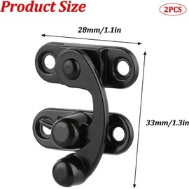 HywkingGrt 2pcs Black Antique Hook Hasp Latch Vintage Style Left Right Toggle Zinc Alloy,with Mounting Screws for Jewelry Box Cabinet Toolbox Suitcase
