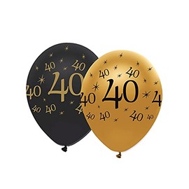 Generique - 6 Black and Gold 40th Birthday Balloons
