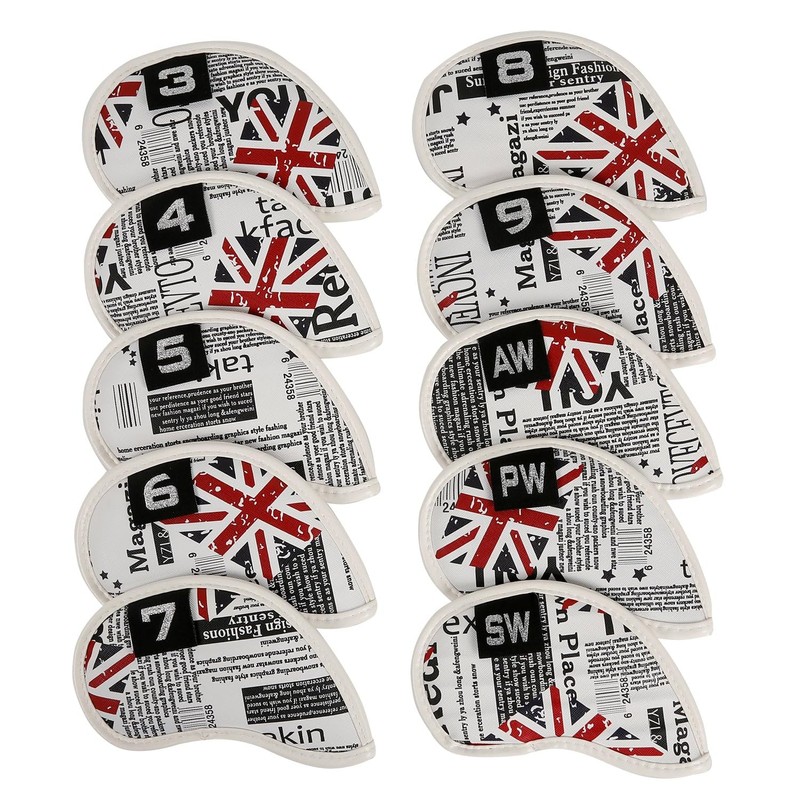 Leather Golf Club Iron Head Covers 10 Piece Set Union