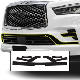 BOGAR TECH DESIGNS for Infiniti QX80 2018-2024 Lower Front Chrome Delete – Precut Vinyl Overlay Kit, Gloss Black Blackout Trim