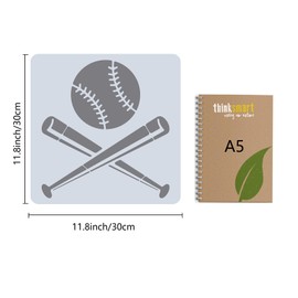 GORGECRAFT Large Baseball Bat Stencils 12x12 Inch Reusable Sport Stencil Template Signs Decoration for Painting on Wood Wall Scrapbook Card Floor and Tile Drawing