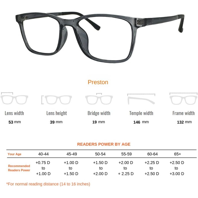ProEyes Preston, Progressive Blue Light Blocking Readers, 0 Strength on