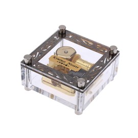 YouTang(TM) Acrylic Cubic Musical Box Windup Music Box with Melody Tag on Top 18 Notes Gold Movement Different Melody Available (Kiss the Rain)