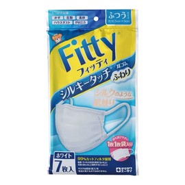 Tamagawa Eki Fitty Disposable Mask, Silky Touch, Elastic Ears, Regular Size, White, Set of 7