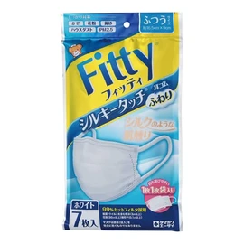 Tamagawa Eki Fitty Disposable Mask, Silky Touch, Elastic Ears, Regular Size, White, Set of 7