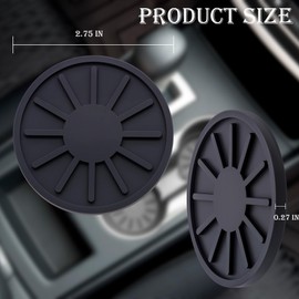 MEAJOO 2-Piece Non-Slip Car Cup Holder Coaster – 2.75 Inch Auto Insert, Universal Fit for Cars & SUVs – Durable & Easy to Clean Drink Mat (Black)