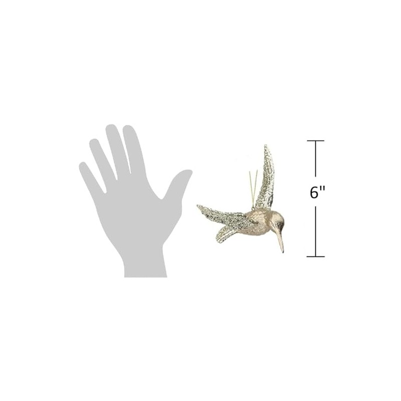 The Bridge Collection Champagne Gold-Glittered Hummingbird Ornaments - Set of