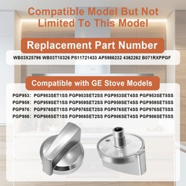 5 Pack WB03X25796 WB03T10326 Gas Cooktop Knob, Range Burner Stove Knob Compatible with GE Range Cooktop, Surface Burner Control Knob Replaces PS11721433 AP5986232 4362262 B071RXPPGF