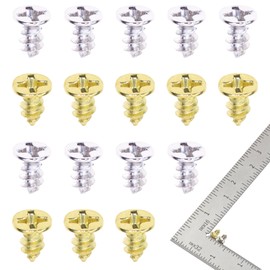 Mini Skater M3 Small Flat Head Cross Wood Screws Carbon Steel Self Tapping Screws, Gold and Silver (200, M3 x 6mm)