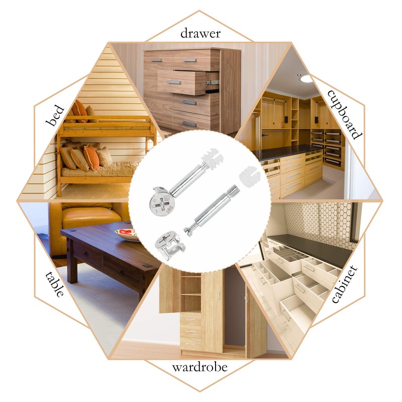 Flyshop 3 in 1 Furniture Connecting Cam Fitting with Dowel