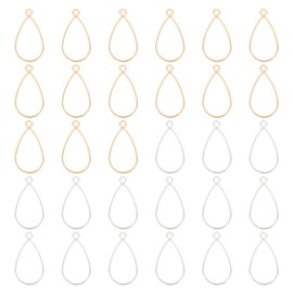 PATIKIL 40pcs Open Bezels, Resin Bezels Pendants Mold Open Back Bezels Geometric Pressed Charm Bulk Alloy Hollow Frame for Resin Jewelry Making Earrings Necklace, Drop, Silver Gold