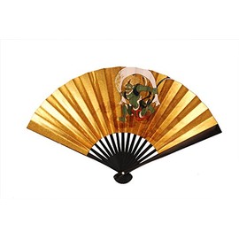 西田 (Nishida) Hand Fan Black 6 Dimension Fan 風神 Beard Of Box, 50-Pack