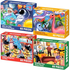 QUOKKA 60 Piece Kids Jigsaw Puzzles Ages 5-8 - 4 Puzzle Set for Children 4-6-10 Years - Vert Firefighters | Eden Toys for Kids 5-7 Years - Gifts for Boys and Girls