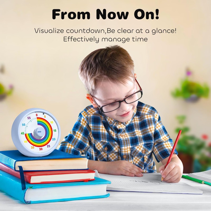 Visual Timer for Kids, 60-Minute Countdown for Classroom Office Kitchen,