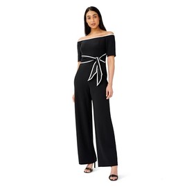 Adrianna Papell Women's Knit Crepe Tie Jumpsuit, Black, 12