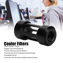 cigemay PC Water Cooling Kit, Water Cooling Filter 24 mm Diameter G1/4 Thread DIY Water-Cooled Filter for Computer Cooling, Visible 4 Window Structure Double Internal Teeth Computer