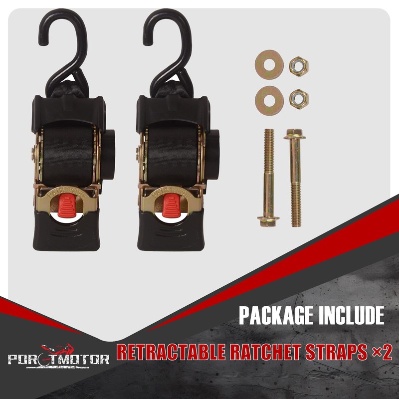 Porotmotor 2 Pack Bolt-On Retractable Ratchet Straps (2" x9'), 3000LBS