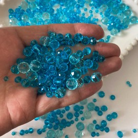 CrzBeadss 780Pcs Briolette Glass Beads for Jewelry Making, 3-10mm Faceted Lake Blue Crystal Glass Beads for Bracelets, Rondelle Crystal Loose Beads Bulk for Crafts Wine Charms Wind Chimes Suncatchers