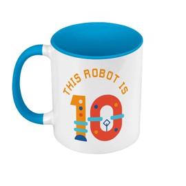 Tasse in Premium-Qualität, Blau – This Robot is 10 Celebration Birthday Party Gift Mechanic Machine – Tasse mit Henkel und farbigem Innenfutter