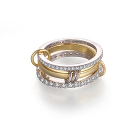 RAIFIN Stackable Rings for Women Gold Non Tarnish, 18k Gold Plated 3 Rings Set with CZ Cubic Zirconia Band, Silver and Gold Rings Set for Women Dainty Bands (9)