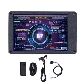 USB Mini Screen Adjustable Brightness 3.5in IPS Computer Temp CPU RAM Monitor for Windows with Elbow Line Motherboard Line