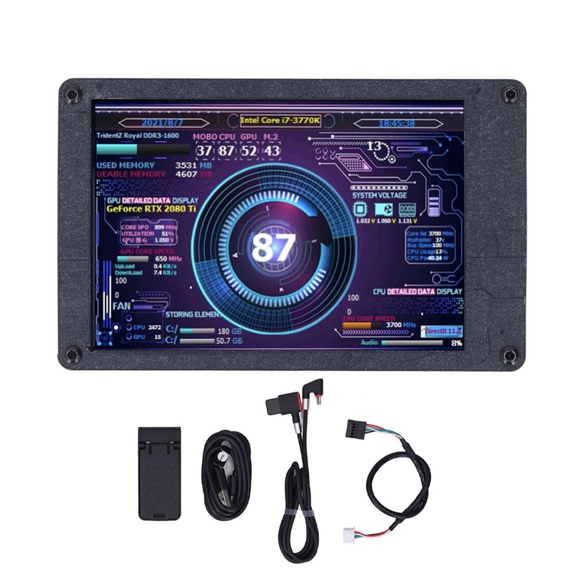 USB Mini Screen Adjustable Brightness 3.5in IPS Computer Temp CPU