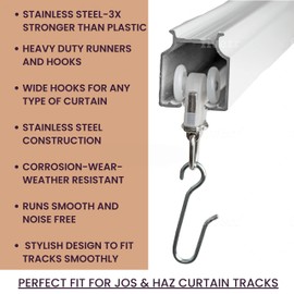 Jos & Haz MF016W-Curtain Track Accessories (10 Pack Runners)