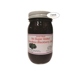 Amish Blackberry Jam - No Sugar Added - Two 16 Oz Jars