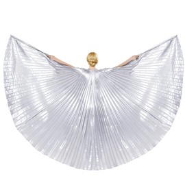 Baisdan Angel Isis Wings (Wings + Stick + Carry Bag) Egyptian Belly Dance Carnival Costumes Butterfly Wings Silver