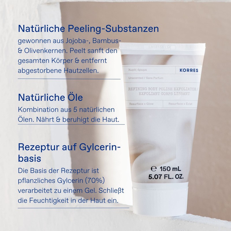 KORRES Verfeinerndes Körperpeeling duftneutral, pflegendes Body Peeling für ein reinigendes