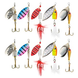 10PCS Inline Spinnerbaits for Bass Trout Pike – Premium Spinner Lures with Treble Hooks & Flash Blades for Freshwater & Saltwater Fishing – Durable, Vibrant, and Deadly Effective