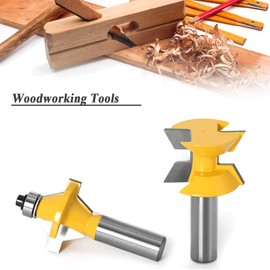 Mesee 120 Degree Matched Tongue and Groove Router Bit Set with Edge Banding Woodworking Groove Chisel Cutter Tool, 1/2 Inch Shank
