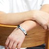 Oneress Men's PU Leather Faith Bracelet, Religious Scripture Bracelets With