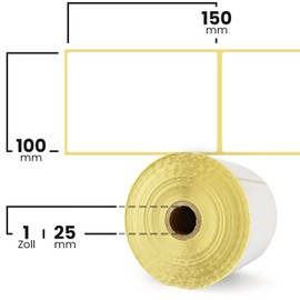 Netuno Netuno 1 Rolle Thermo-Etiketten Weiß 100 x 150 mm 500 Stück Versandetiketten auf Rolle mit Perforation haftend selbstklebende Etiketten für Thermodrucker Logistik Lager Papieretiketten 10 x 15 cm