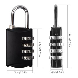 Pack of 6 Padlock Combination Lock, 4 Digit Padlock with Combination Code, Lock with Metal Combination Code, Weatherproof, Combination Lock, Small Padlock for Lockers, Gate, Fence (6 Pieces)