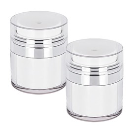 Lotion Dispenser Travel,Refillable Airless Pump Jar Empty for Liquid,50ML Vacuum Travel Toiletries Containers for Hand Body Lotion Cream,Set of 2