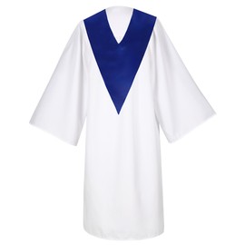 Erligo Unisex Matte Choir Robe Choir Stole V Shape Sash with Embroidery Cross Set for Church Baptism Officiant Confirmation (V Shape Stole, Blue, 45)