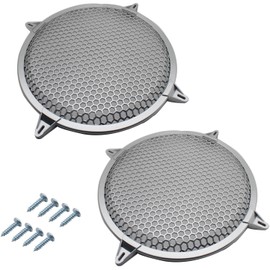 OZXNO 2 Pcs 12 Inch Speaker Grills Subwoofer Grill Waffle Grill Guard Protector Covers with Mounting Screws ABS Mesh Round Subwoofer Speaker Cover (Silver)
