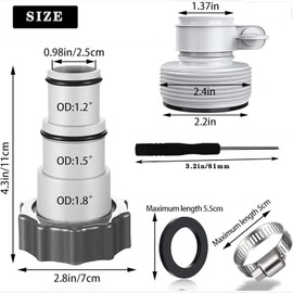 POPUBBY Pool Hose Adapter Set, Hose Adapter Pool for Use with Diameter 32 and 38 mm Hose Adapter Bestway Intex Pool Hose 38 mm with Union Nut Adapter for Pump