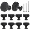 sdhiiolp 10 Pcs Cabinet Knobs Matte Black Metal Round Knurled