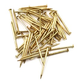 Design61 100x Steel Pins Steel Nails Skirting Board Pins Nail 2.0 x 30 mm Lens Head Brass-Plated