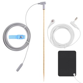 Ground Rod Kit, Portable Copper Grounding Rod with 40ft Cord, 15ft Cord and Anti-static Wristband, for Grounded Earth Connected Products(11.81inch Ground Rod)