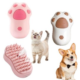 2Packs Cat Steam Brush for Shedding, Rechargeable Cat Steam Brush With Rotating Handle,Cat Grooming Tool for Massaging, Cleaning, Shedding and Combing