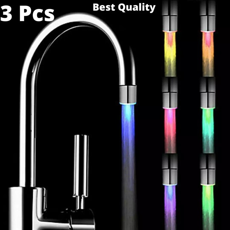 Faucet 3 Pcs LED Water Stream Faucet Light 7 Colors