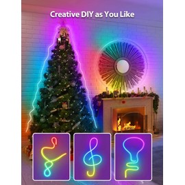 Lucienstar RGB+IC Neon Rope Lights, 16.4 ft LED Rope Light with Music Sync, Compatible with Alexa, Google Assistant, Custom DIY LED Strip Lights for Bedroom, Christmas Decor (2.4G WiFi Only)