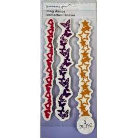 Momenta Borders Heart Star Butterfly Red Rubber Cling Stamps Rare! Retired! 3 Pc