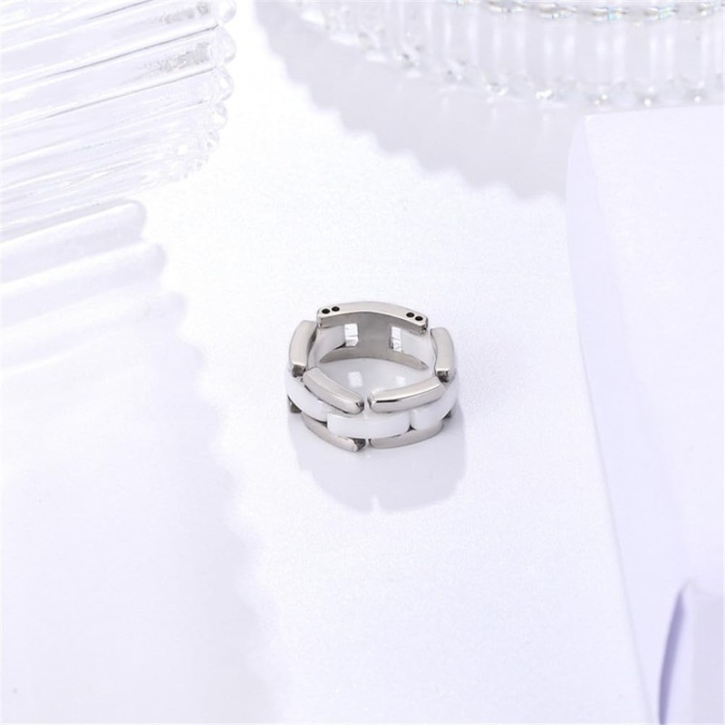 PAURO Women's Ceramic 7 mm Minimalist Highly Polished Wedding Band