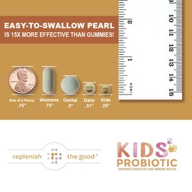 Replenish the Good Kids Vegan Probiotics, 60 Tiny Pearls - Antibiotic Recovery - Helps Support Kids' Immune & Digestive System - 15x More Effective Than Gummies - Sugar Free, Easy to Swallow
